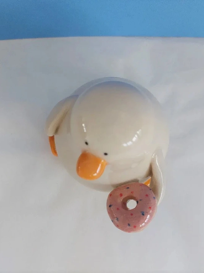 Duncan's Doughnut Duck Ceramic Sculpture
