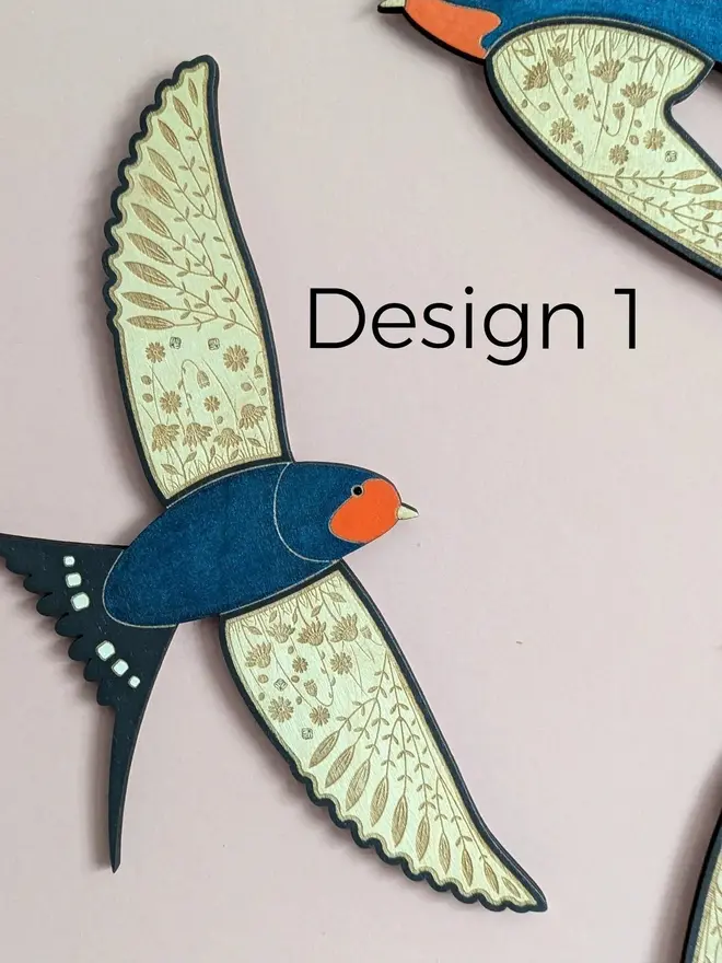 Flying Wooden Barn Swallows Hanging Wall Decor (Set Of 3), wooden barn swallow flying hung on a wall. 