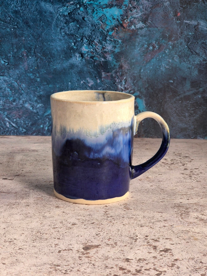 ceramic coffee mug, ceramic mug, lulworth cove mug, blue coffee mug, ceramic tea mug, ceramic mug gift, Jenny Hopps POttery