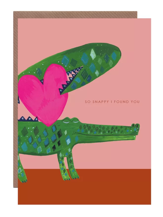 Crocodile With Heart Greetings Card