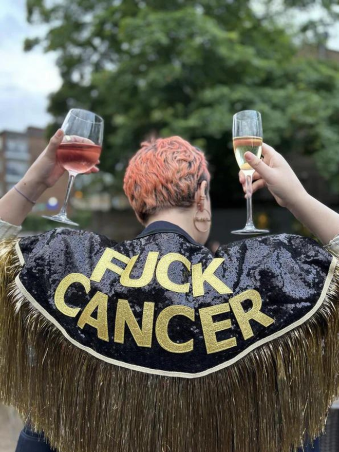 Fuck cancer sequin cape