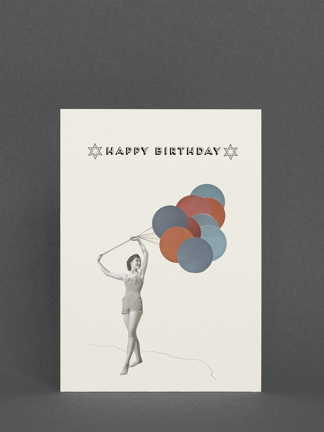 retro female portrait with balloons