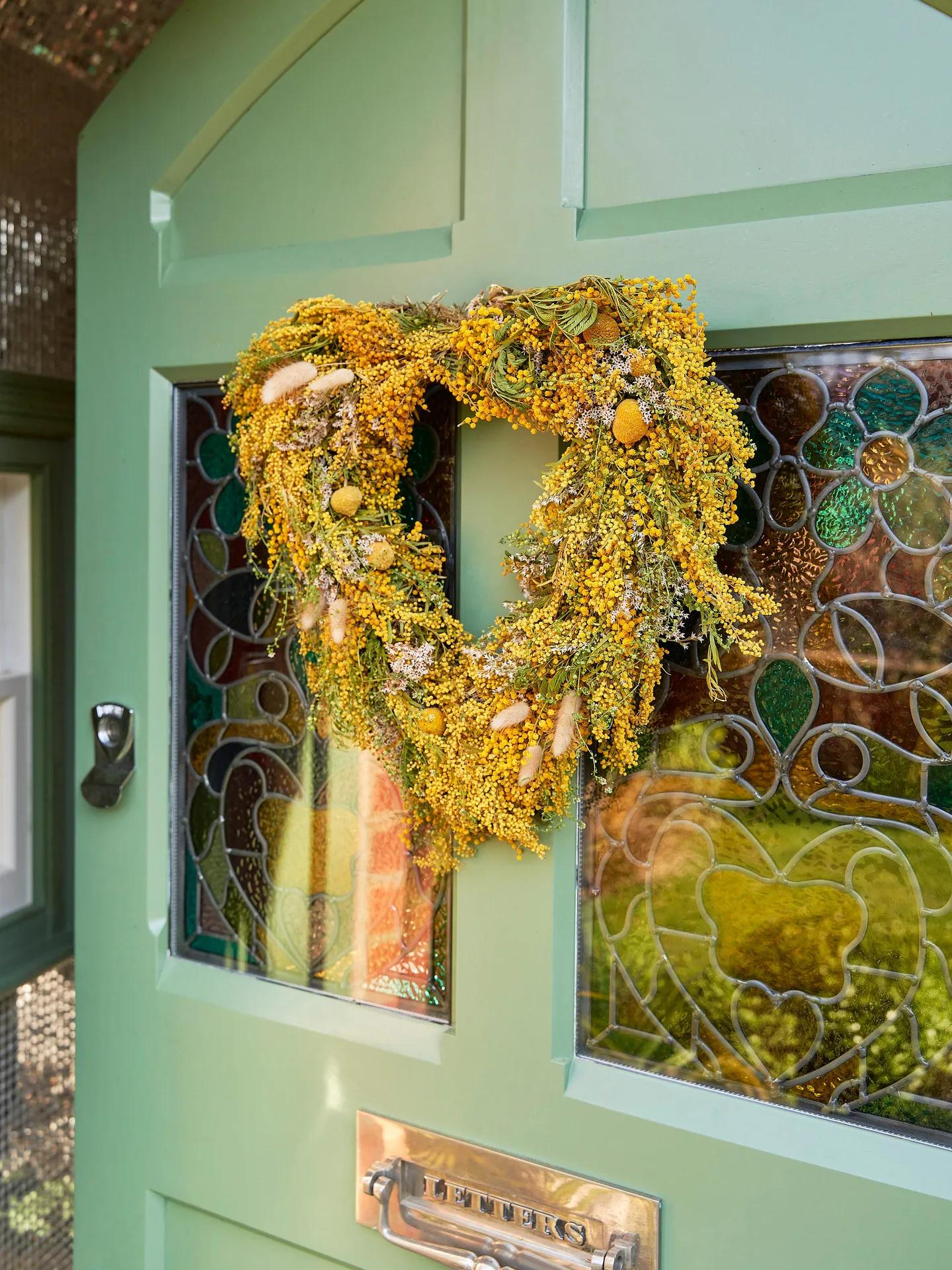 Dried Spring Acacia Heart Wreath