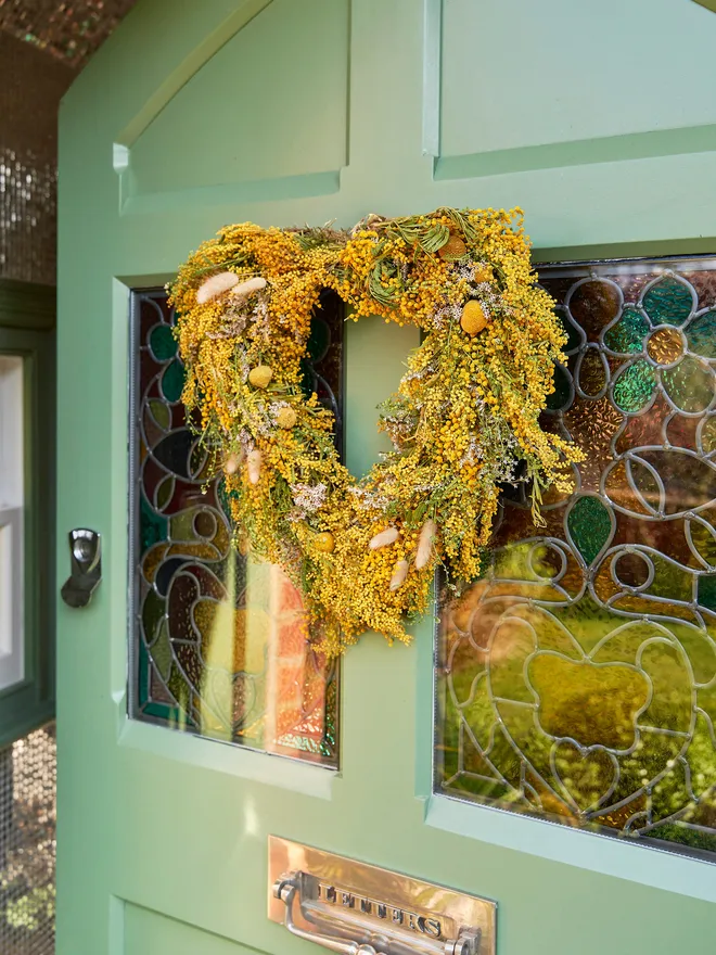 Dried Spring Acacia Heart Wreath