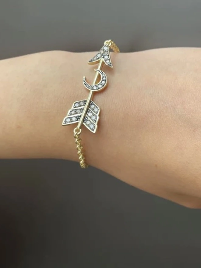 The Louise Bracelet - Diamond Arrow and Moon Regular price