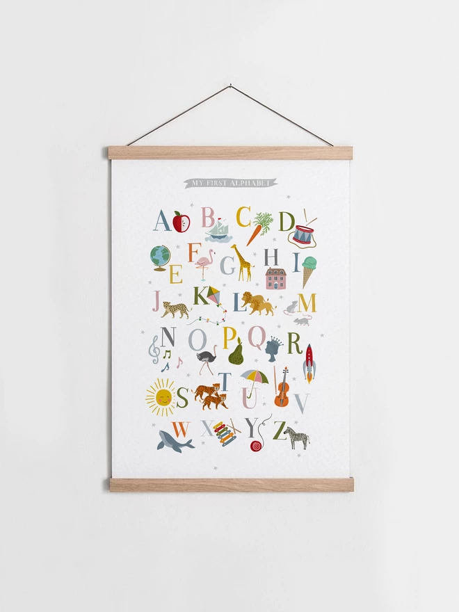 My First Alphabet Nursery Wall Print in Poster hanger