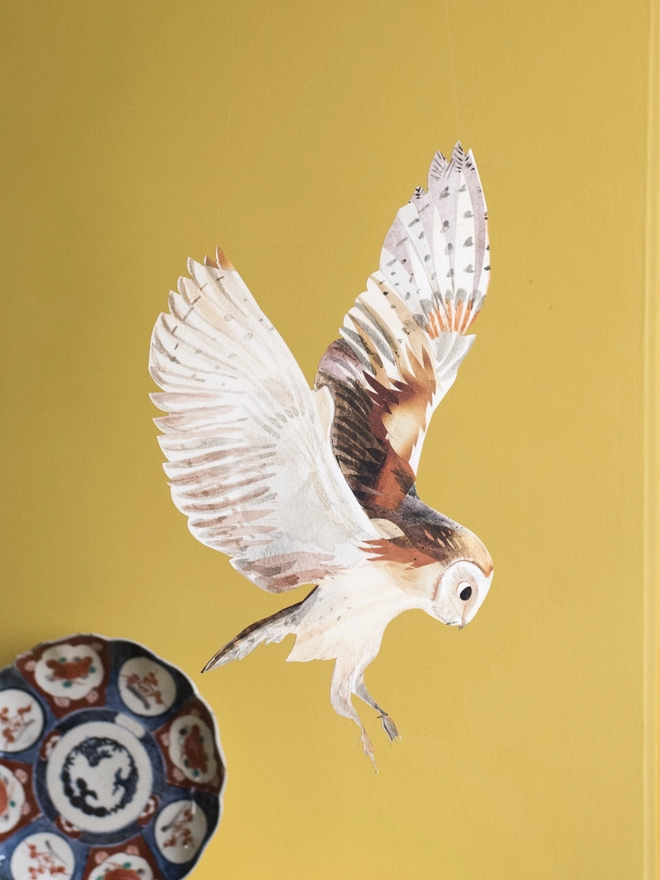 Barn Owl Decorative Hanging Bird Art