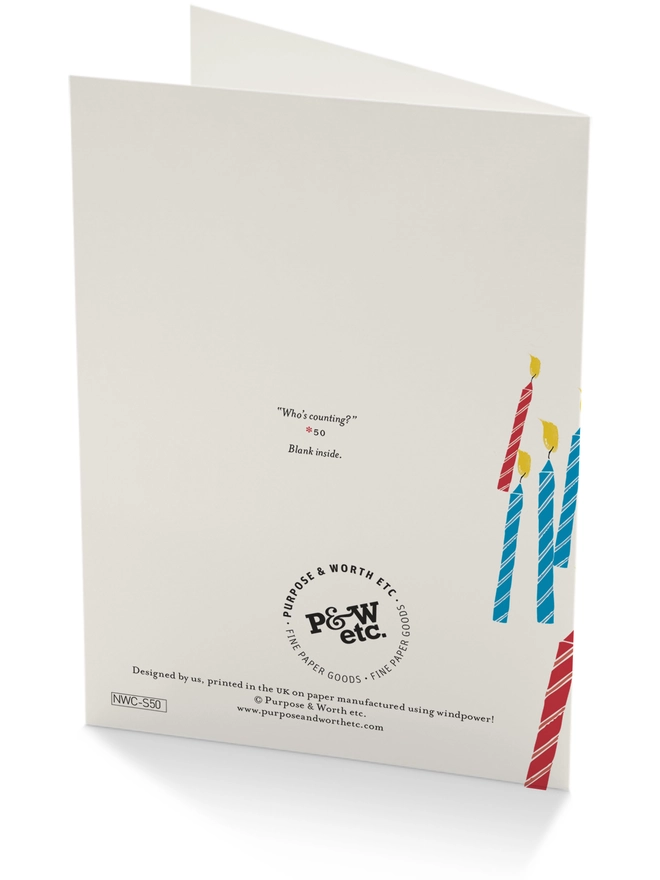 50th Birthday Bunch of Candles Card Back