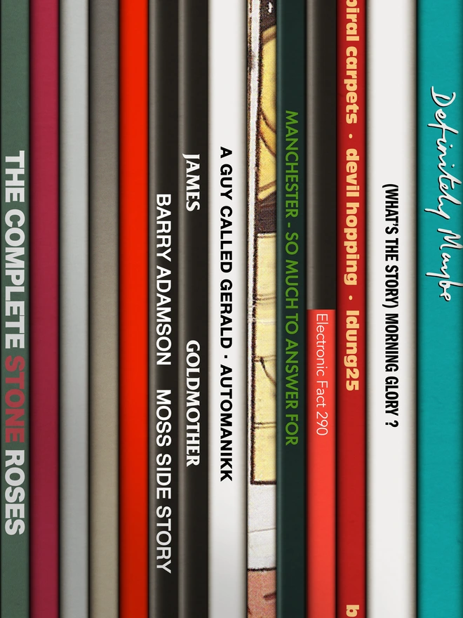 Fine Art print of vinyl records Manchester album spines detail