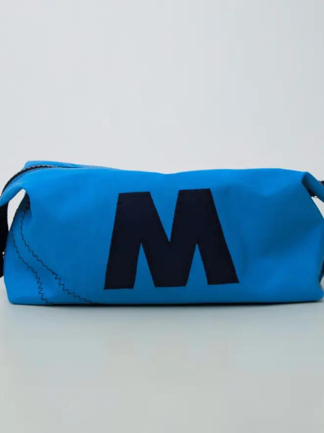 personalised canvas wash bag blue