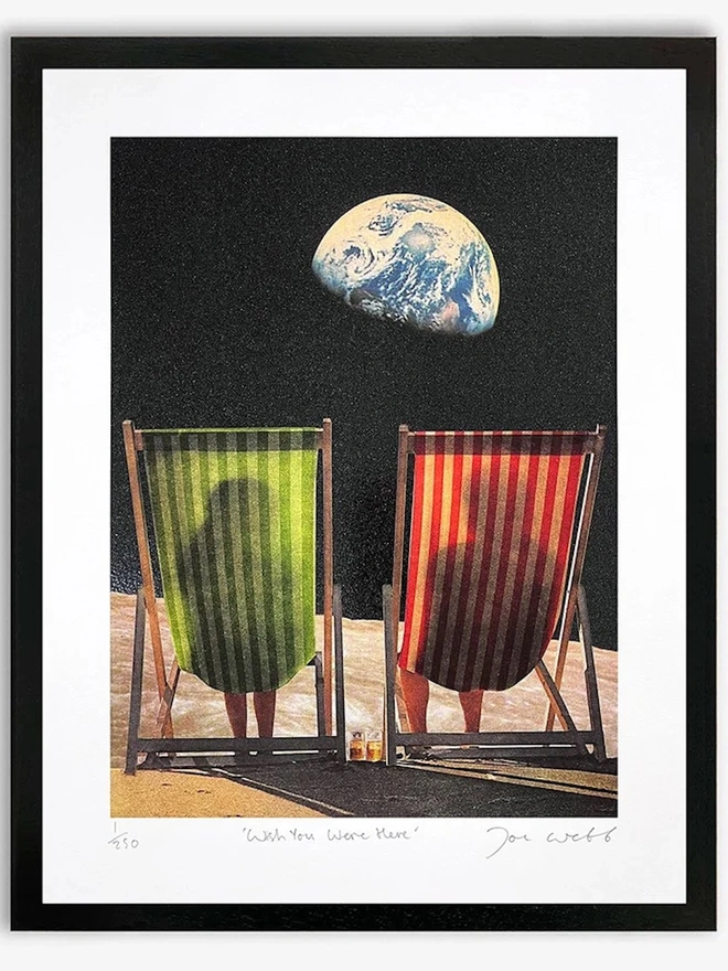 Wish You Were Here Stripes And Glitter Silkscreen Print