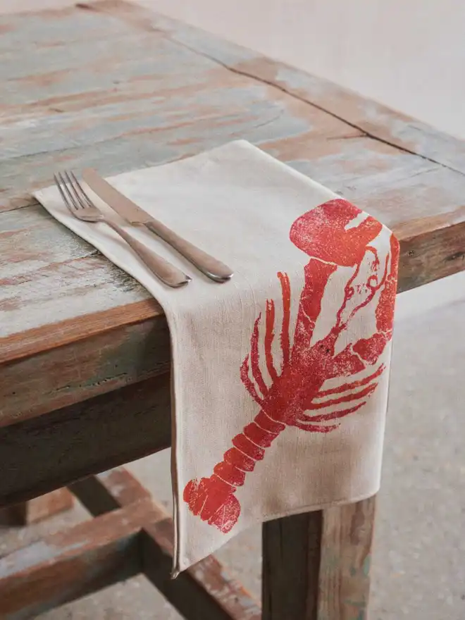 Orange red lobster napkins