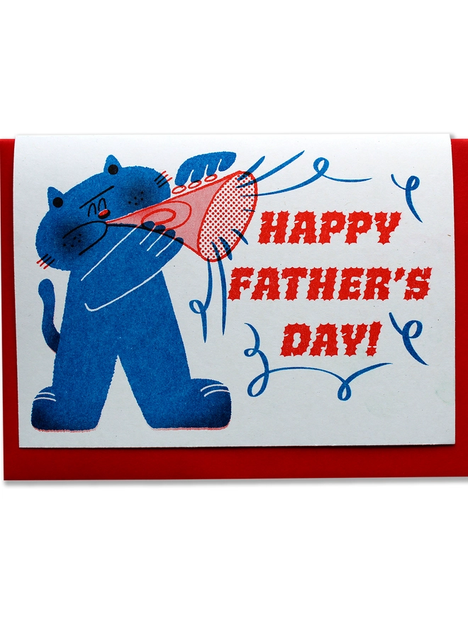 'Happy Father's Day!' (cat) A6 Riso Greetings Card