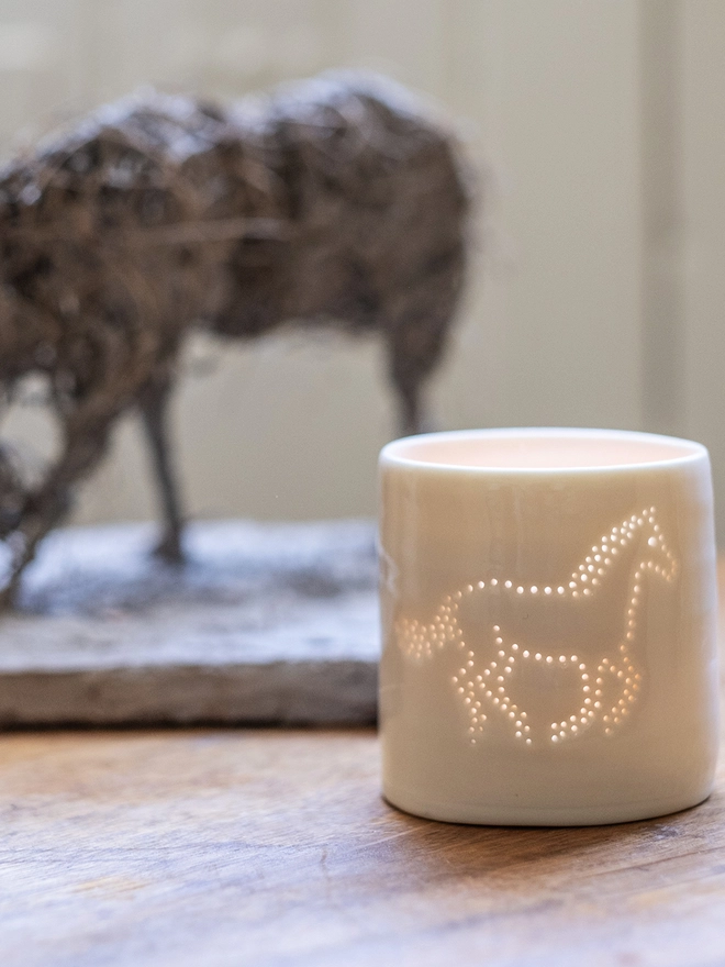 horse mini porcelain tealight holder