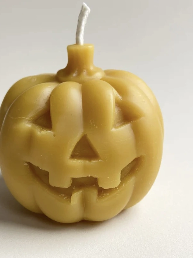 Halloween Scary Pumpkin Jack O’Lantern Beeswax Candle