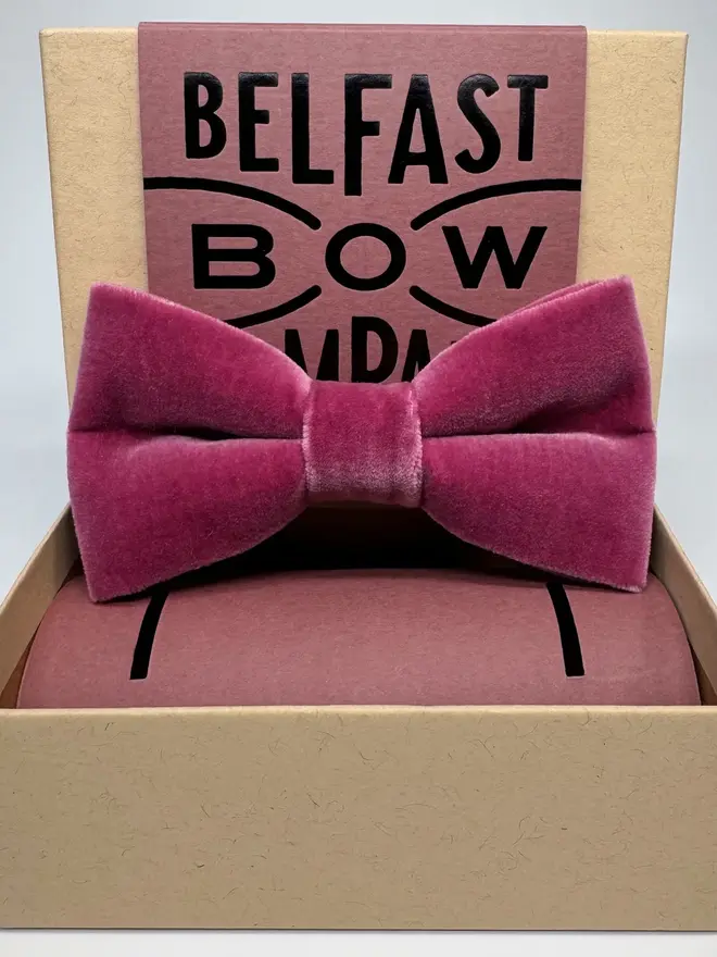 pink velvet handmade bow tie