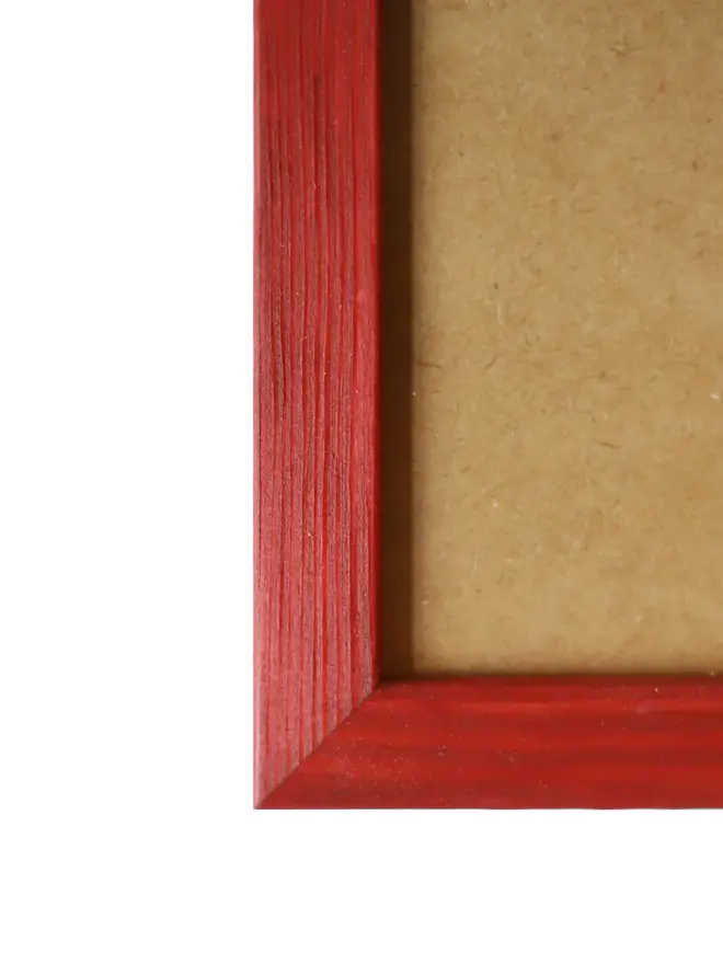 brick red empty flat wood picture frame