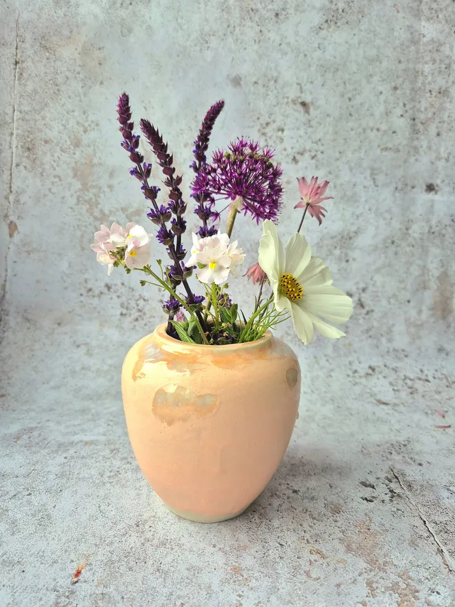 Ceramic vase in peach glaze, flower vase, pottery vase, Jenny Hopps Pottery