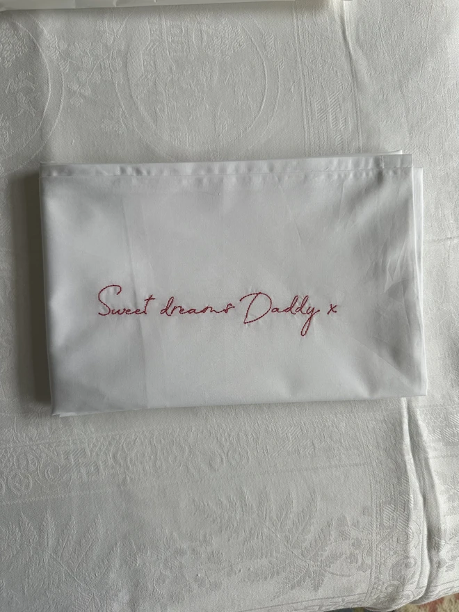 Embroidered dad pillowcase