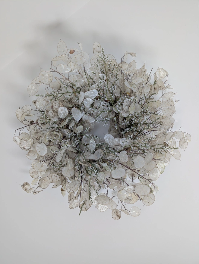 lunaria and statice everlasting wreath