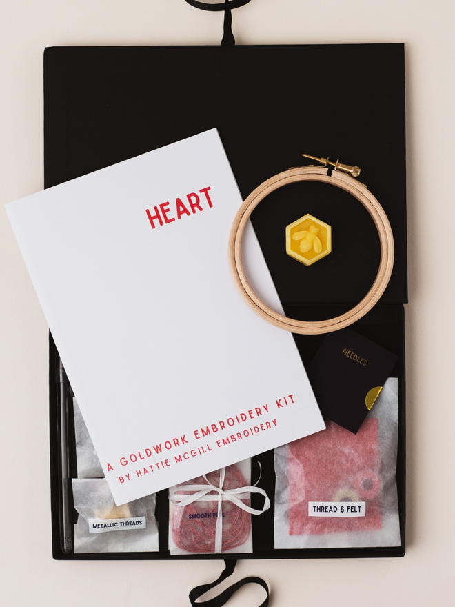 goldwork heart kit contents full kit in bix