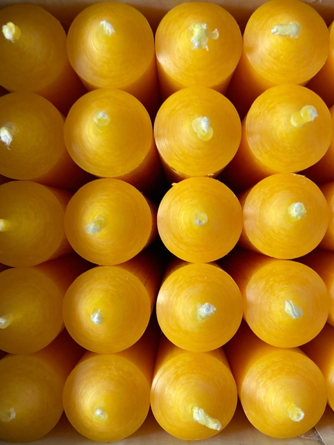 Boxed Candles. Candles in yellow.