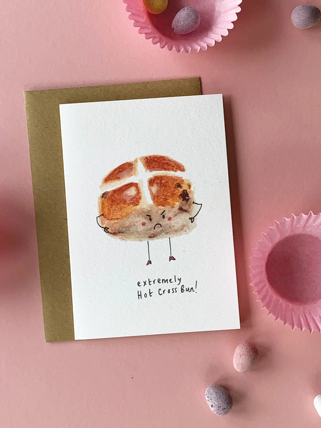 Extremely Hot Cross Bun Easter Card