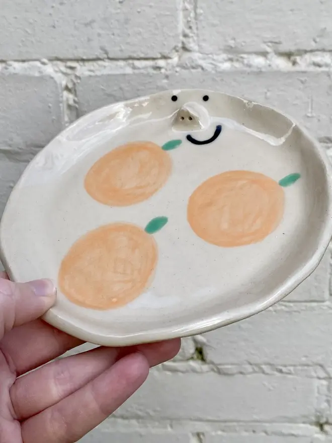 oranges clementine handmade ceramic side plate