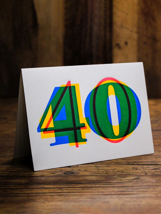 40th Birthday Typographic Letterpress Card