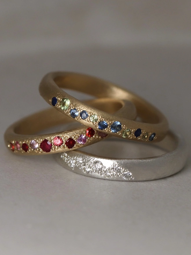 Silver Scattered Diamond Band 