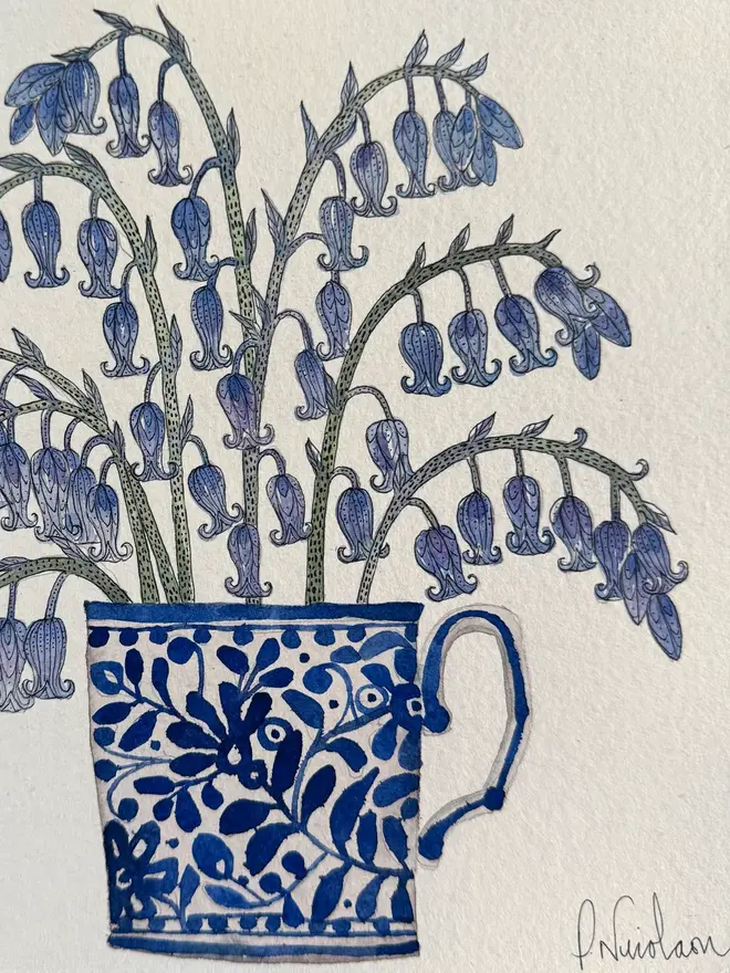 'Bluebells' Original A4 Watercolour & Ink Painting