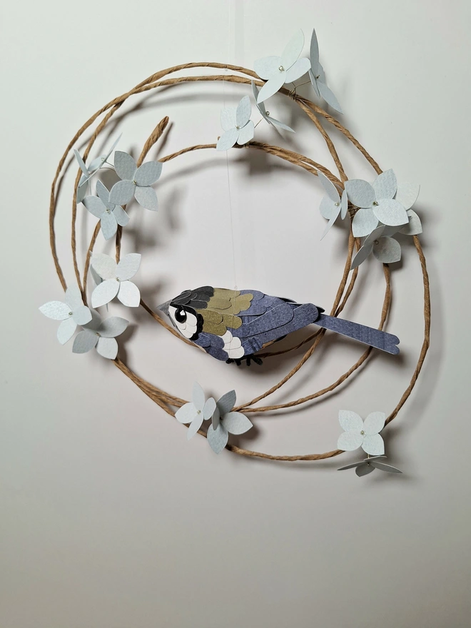 side view of a handmade bird sculpture 