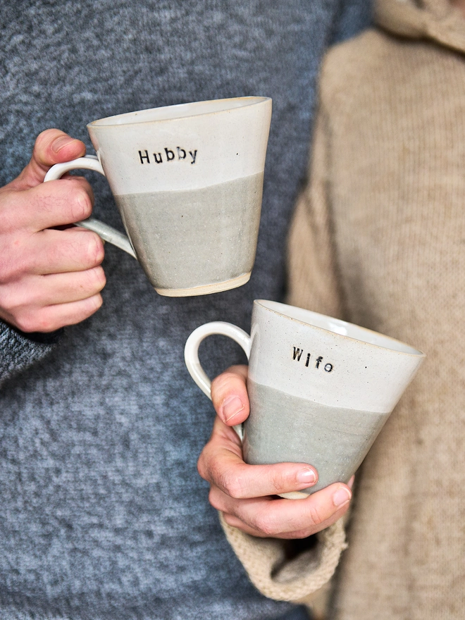 wifey and hubby customised mugs