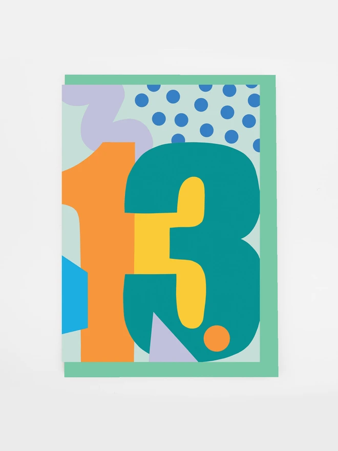 number 13 13th birthday card