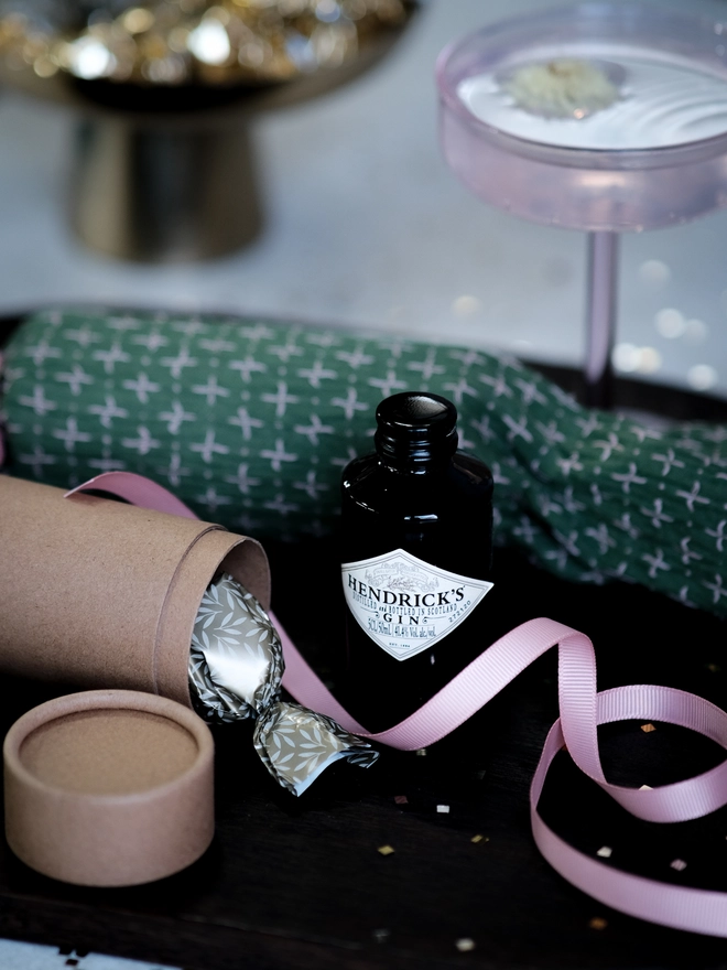 Self fill, reusable embroidered linen christmas cracker