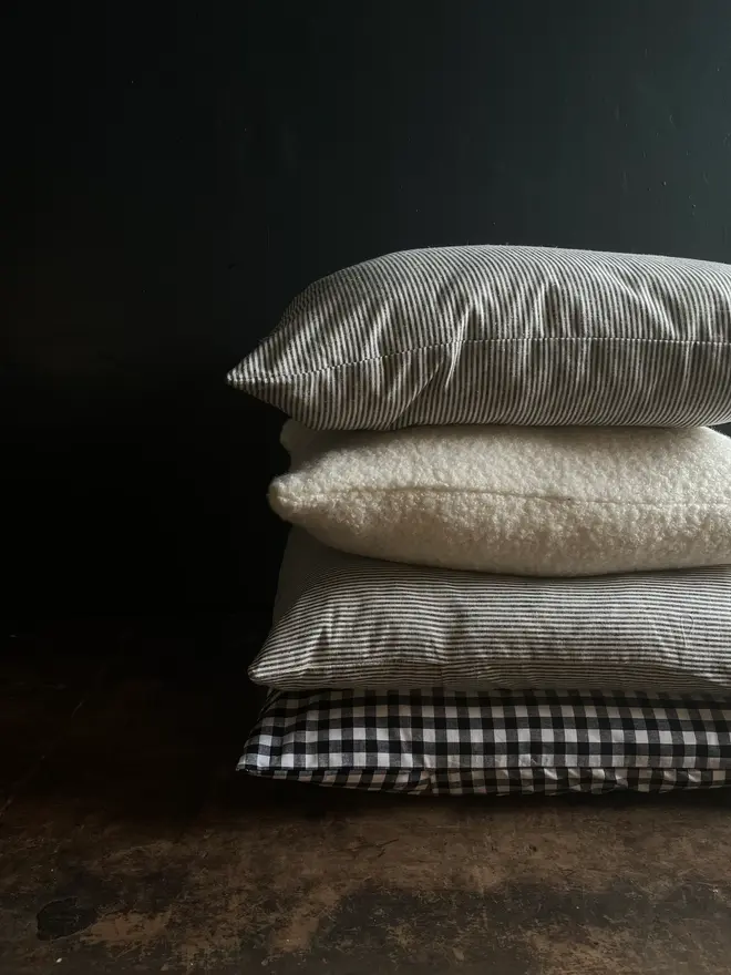 feather filled linen cushions