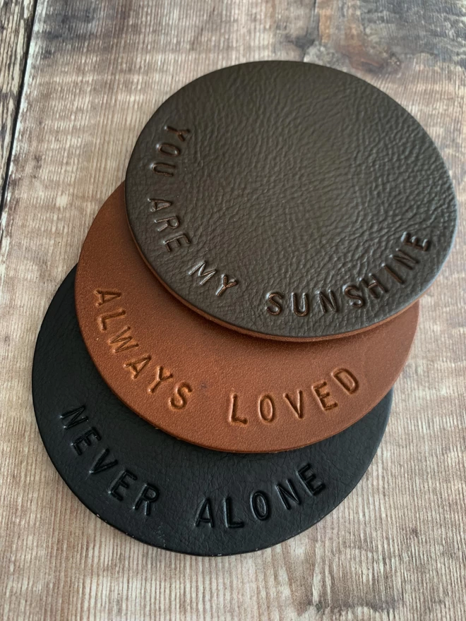 Simple font, leather anniversary gifts.