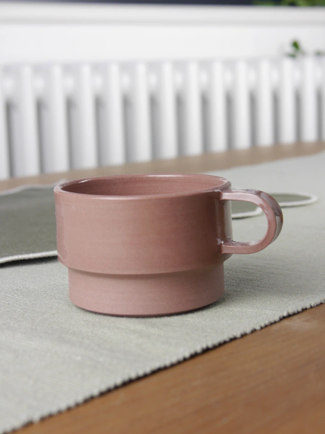 Angular Ceramic Mug in damson pink