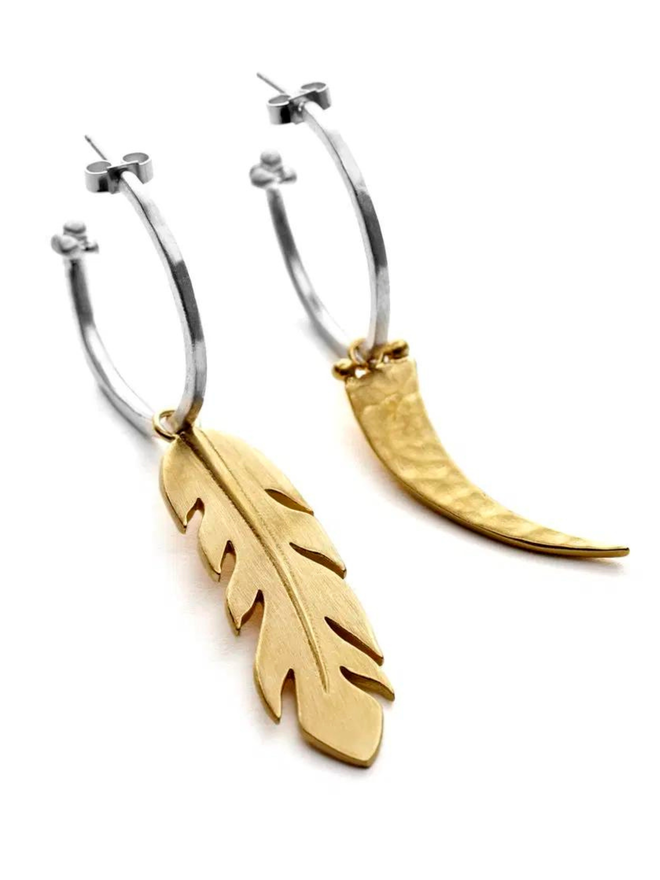 Feather gold hoops