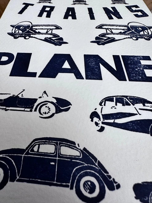 planes trains cars print