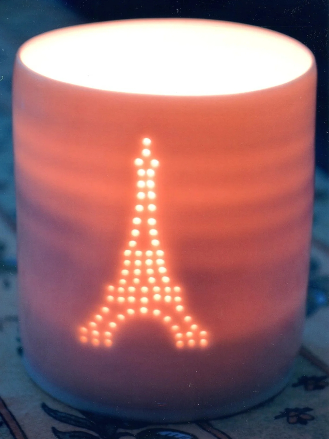 paris eiffel tower mini porcelain tealight holder