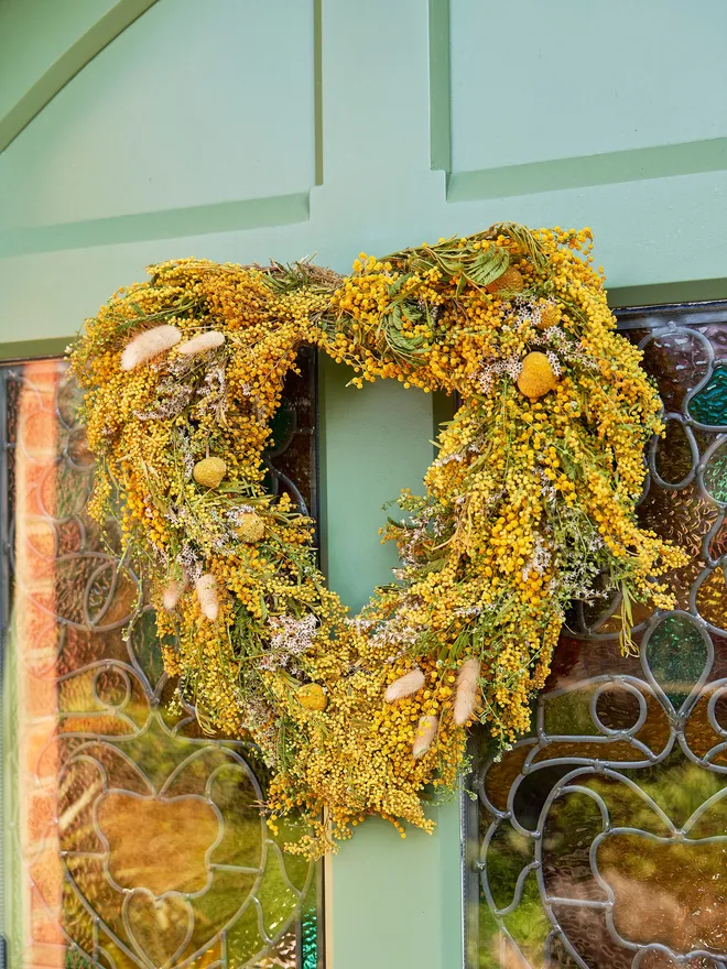 Dried Spring Acacia Heart Wreath