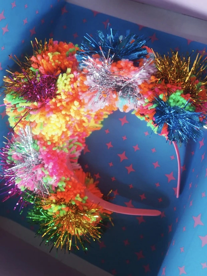Tinsel Pom Pom Headband