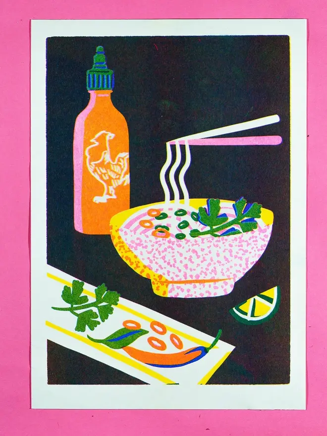 Noodle Risograph Print
