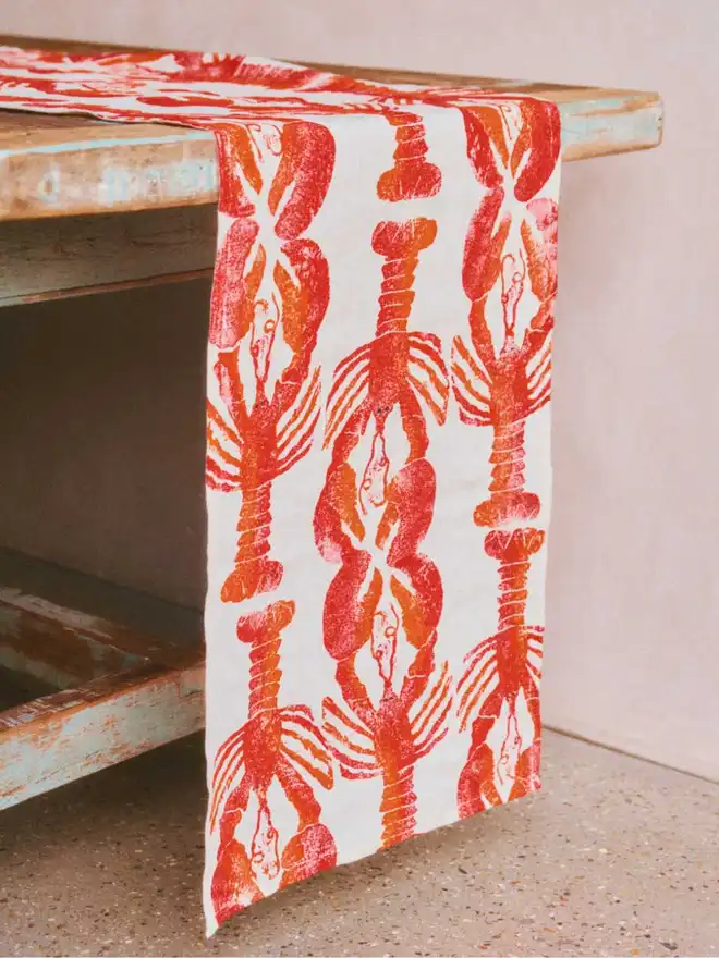 Orange and Red Lobster Table Runner