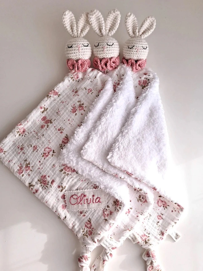 Personalised Pink Bunny Snuggle Comforter