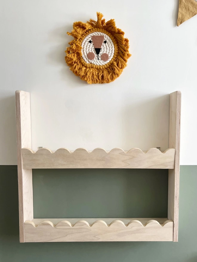 Scalloped plywood wall shelf