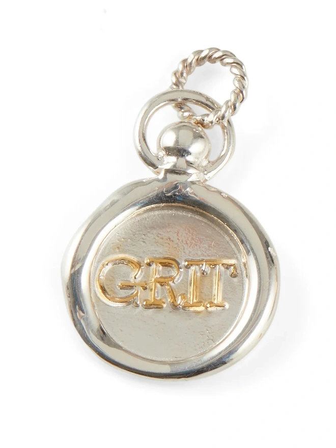 silver gold GRIT charm