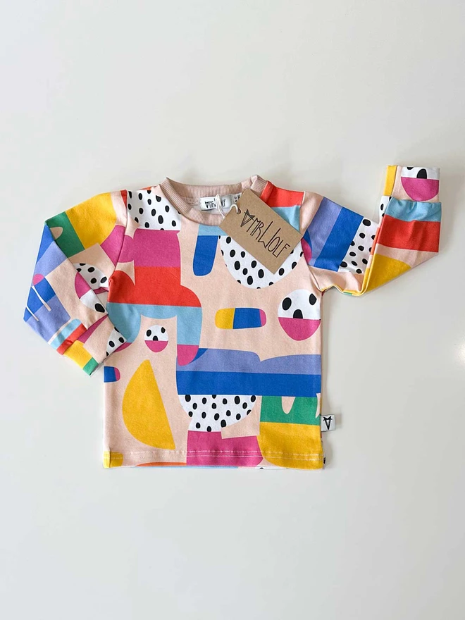 spot collage print, fun printed baby clothes, baby & toddler long sleeve T-shirt, fun baby clothes