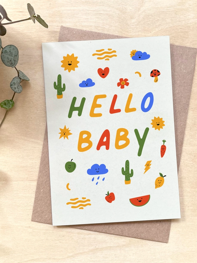 'Hello Baby' New Baby Card Made From Recycled Coffee Cups